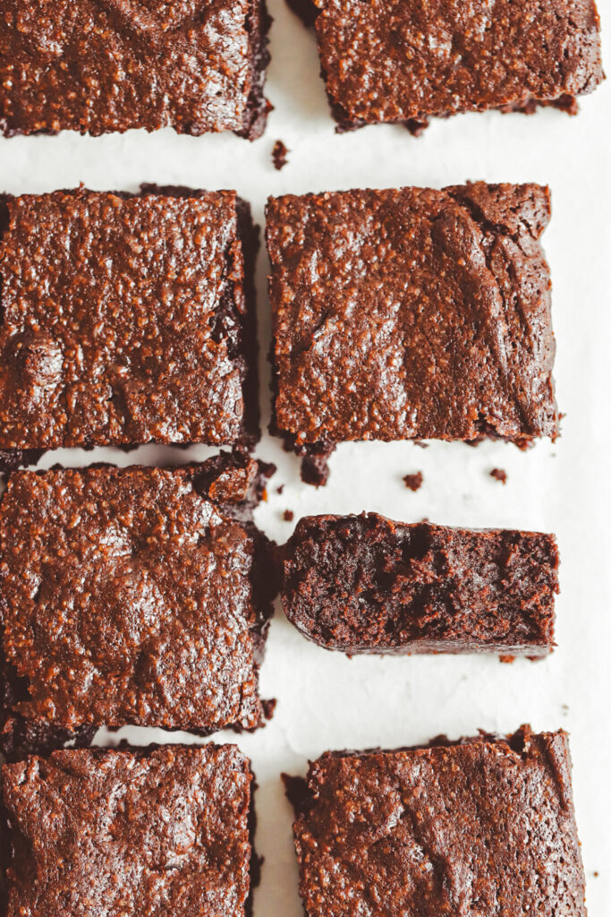 Classic fudgy brownies have that iconic shiny crinkle top and the perfect fudgy center